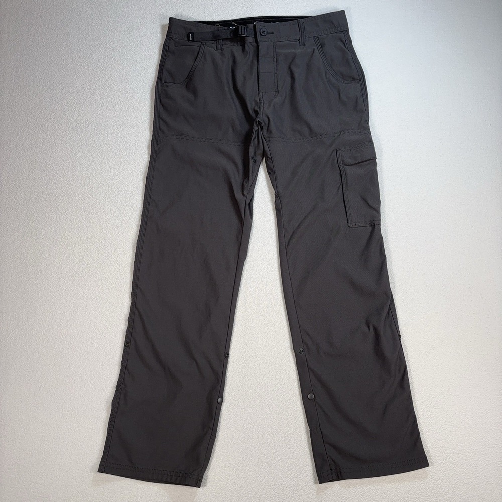 Prana Zion Pants ll Men's 31 (fits 32x30) Gray Belted Stretch Straight Hiking